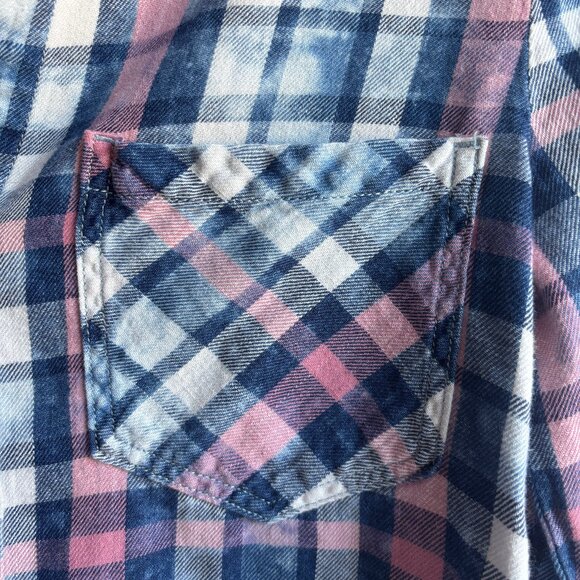 Anthro Cloth & Stone High-Low Plaid Flannel Shirt - XS - Picture 5 of 7